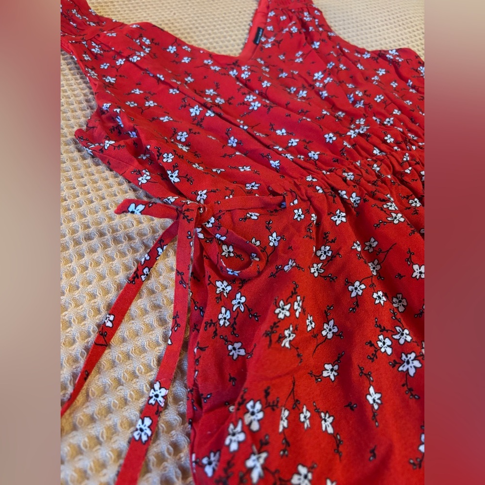EUC Mercer & Madison Floral Sleeveless A-Line Red Mini Dress | Women’s 12 - Picture 11 of 14
